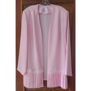 Vintage Pink Blazer Size L XL* Rhinestone Open Front Dressy Church 80's Wedding